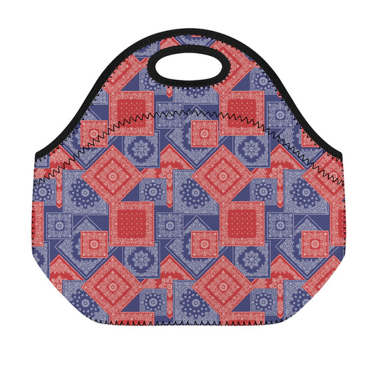 Bandanna Patchwork Pattern Print Neoprene Lunch Bag