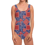 Bandanna Patchwork Pattern Print One Piece Swimsuit