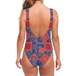 Bandanna Patchwork Pattern Print One Piece Swimsuit
