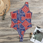 Bandanna Patchwork Pattern Print One Shoulder Bodysuit