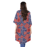 Bandanna Patchwork Pattern Print Open Front Beach Cover Up