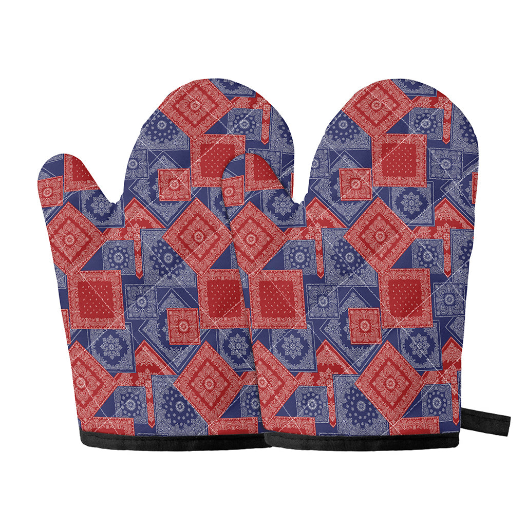 Bandanna Patchwork Pattern Print Oven Mitts