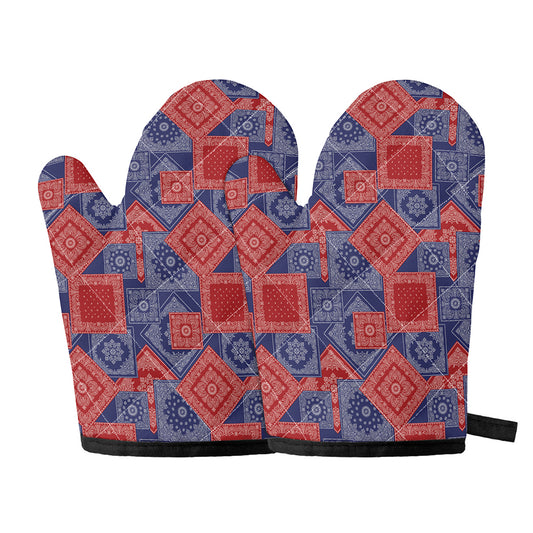 Bandanna Patchwork Pattern Print Oven Mitts