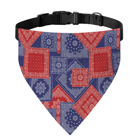 Bandanna Patchwork Pattern Print Over The Collar Dog Bandana