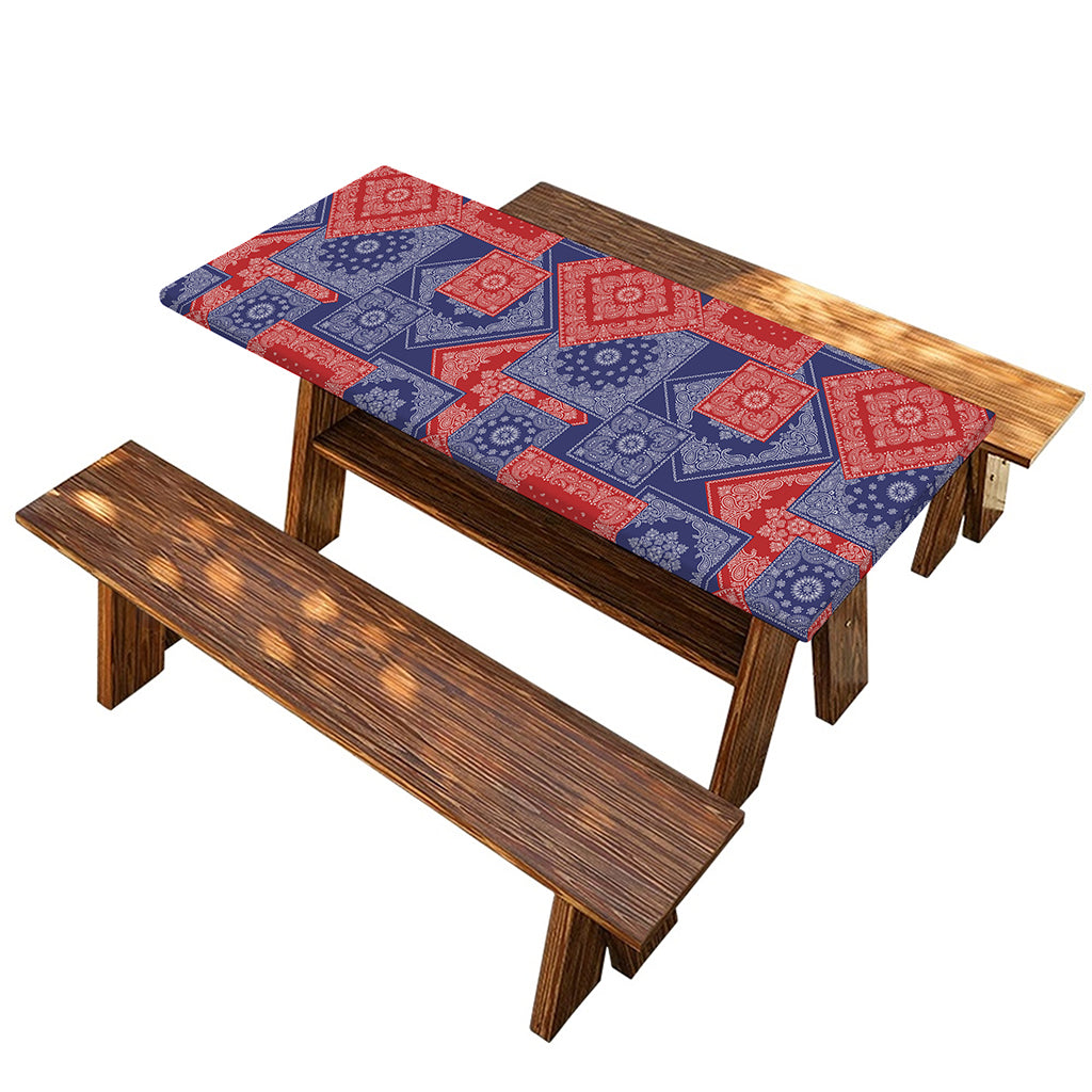 Bandanna Patchwork Pattern Print Picnic Table Cover