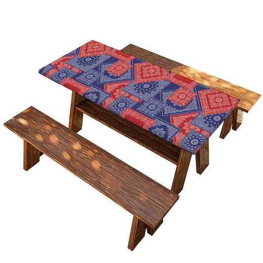 Bandanna Patchwork Pattern Print Picnic Table Cover