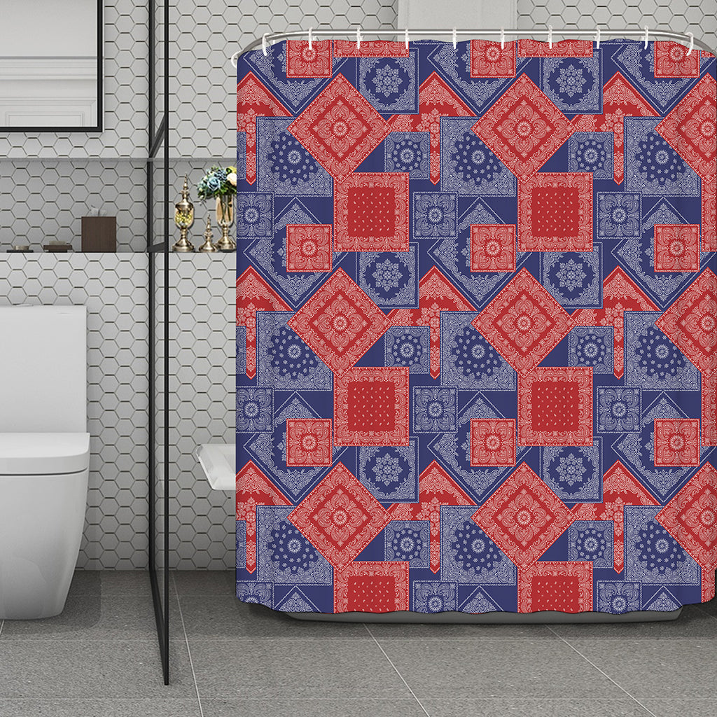 Bandanna Patchwork Pattern Print Polyester Shower Curtain