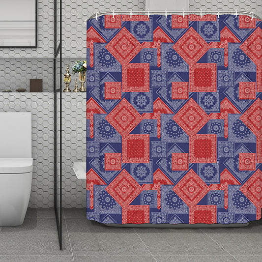Bandanna Patchwork Pattern Print Polyester Shower Curtain