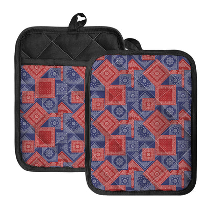 Bandanna Patchwork Pattern Print Pot Holders With Pocket