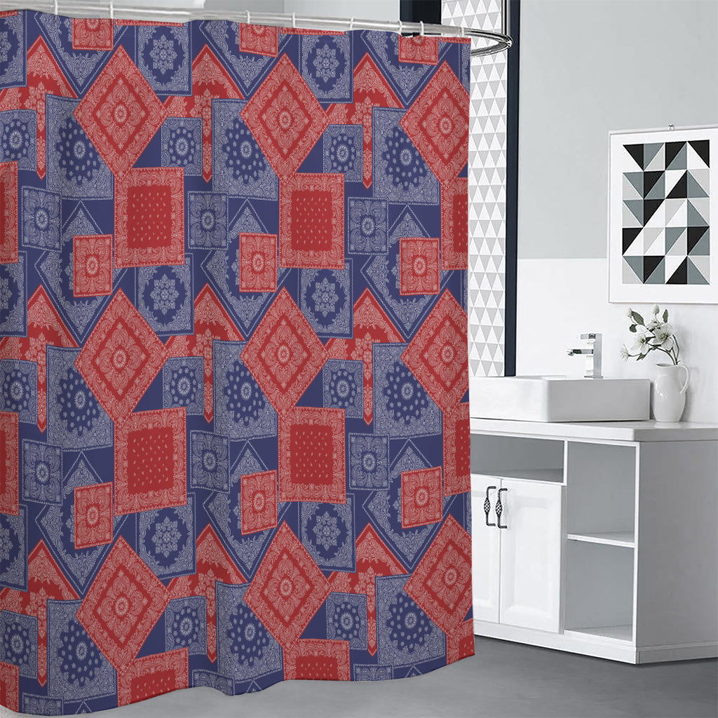 Bandanna Patchwork Pattern Print Premium Shower Curtain