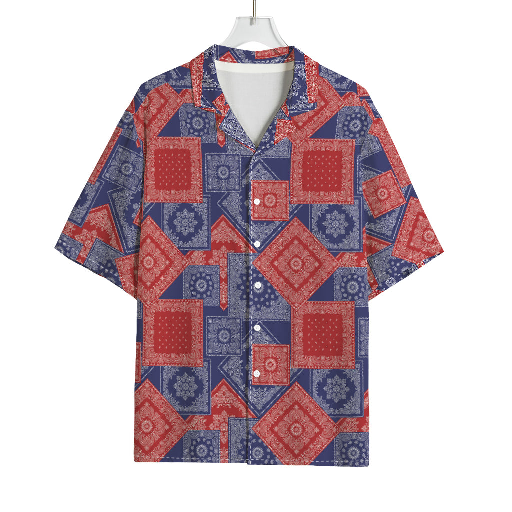 Bandanna Patchwork Pattern Print Rayon Hawaiian Shirt
