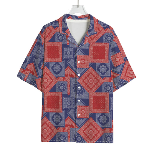 Bandanna Patchwork Pattern Print Rayon Hawaiian Shirt