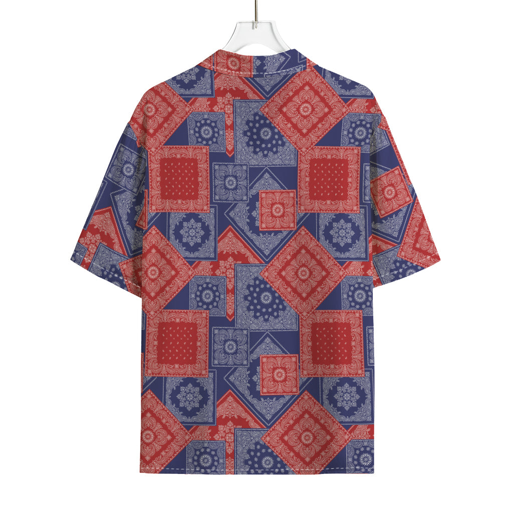 Bandanna Patchwork Pattern Print Rayon Hawaiian Shirt