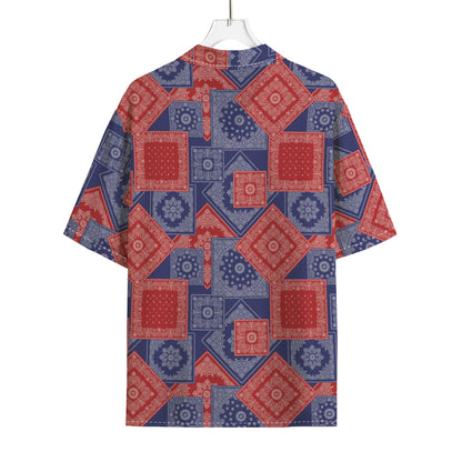 Bandanna Patchwork Pattern Print Rayon Hawaiian Shirt