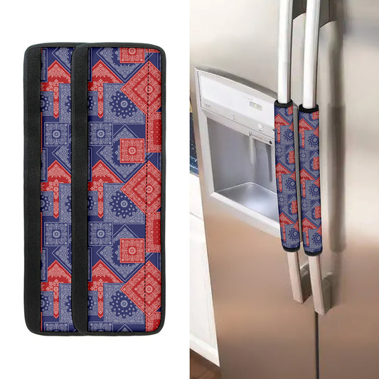 Bandanna Patchwork Pattern Print Refrigerator Handle Covers