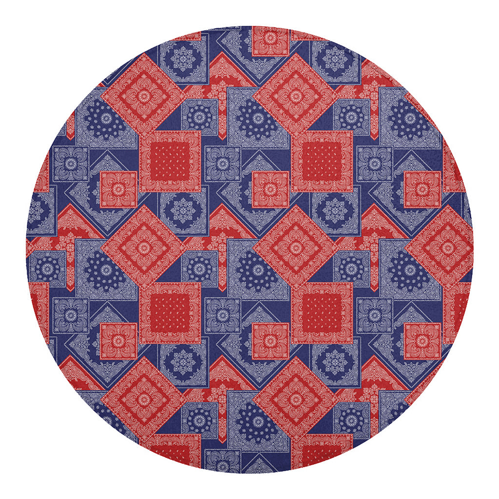 Bandanna Patchwork Pattern Print Round Blanket
