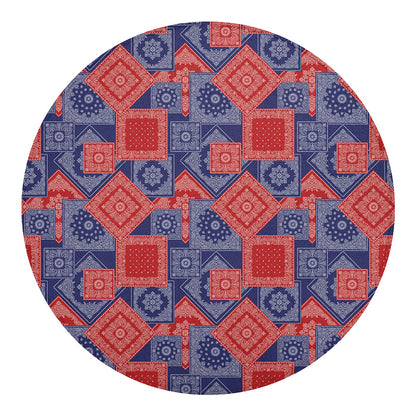 Bandanna Patchwork Pattern Print Round Blanket