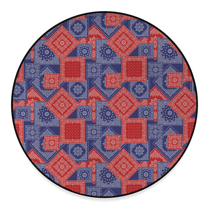 Bandanna Patchwork Pattern Print Round Floor Mat