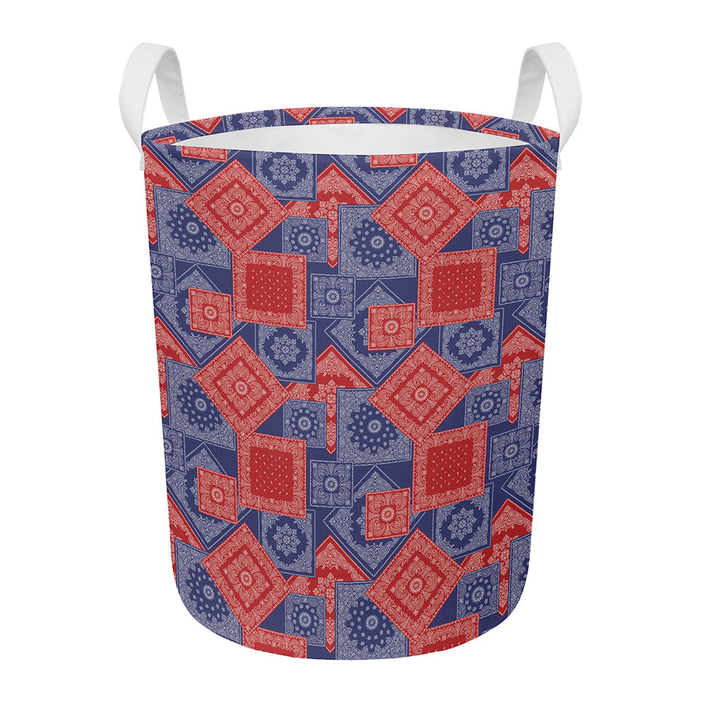 Bandanna Patchwork Pattern Print Round Laundry Basket