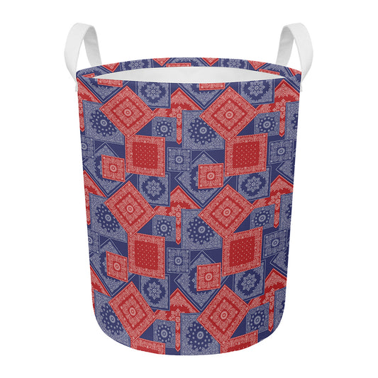 Bandanna Patchwork Pattern Print Round Laundry Basket