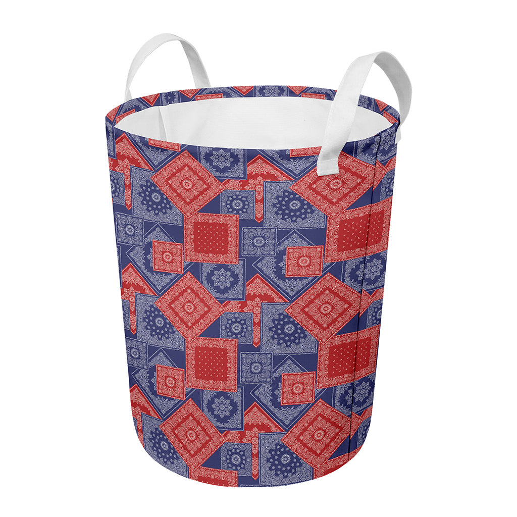 Bandanna Patchwork Pattern Print Round Laundry Basket