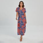 Bandanna Patchwork Pattern Print Short Sleeve Maxi Dress