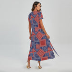 Bandanna Patchwork Pattern Print Short Sleeve Maxi Dress