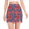 Bandanna Patchwork Pattern Print Side Slit Mini Skirt