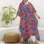 Bandanna Patchwork Pattern Print Silk V-Neck Kaftan Dress