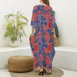 Bandanna Patchwork Pattern Print Silk V-Neck Kaftan Dress