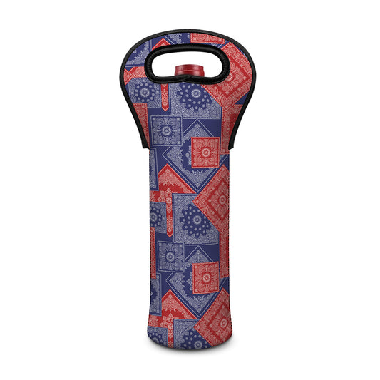 Bandanna Patchwork Pattern Print Single Neoprene Wine Tote