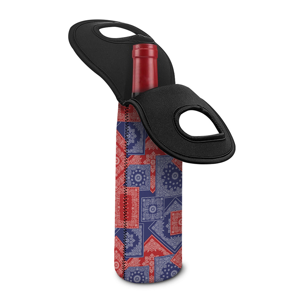 Bandanna Patchwork Pattern Print Single Neoprene Wine Tote