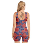 Bandanna Patchwork Pattern Print Sleeveless One Piece Swimsuit