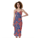 Bandanna Patchwork Pattern Print Slim Fit Midi Cami Dress