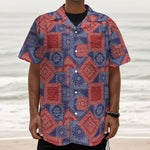Bandanna Patchwork Pattern Print Textured Short Sleeve Shirt