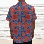 Bandanna Patchwork Pattern Print Textured Short Sleeve Shirt