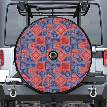 Bandanna Patchwork Pattern Print Tire Cover With Camera Hole