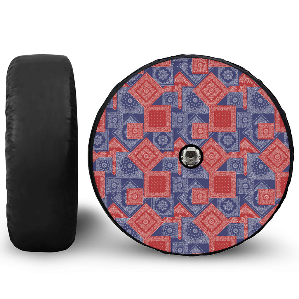 Bandanna Patchwork Pattern Print Tire Cover With Camera Hole