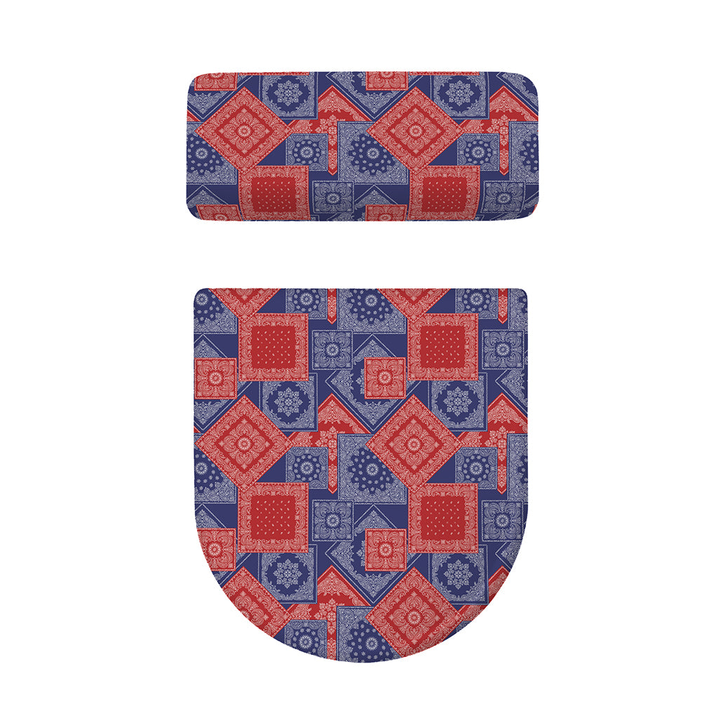 Bandanna Patchwork Pattern Print Toilet Lid And Tank Cover Set