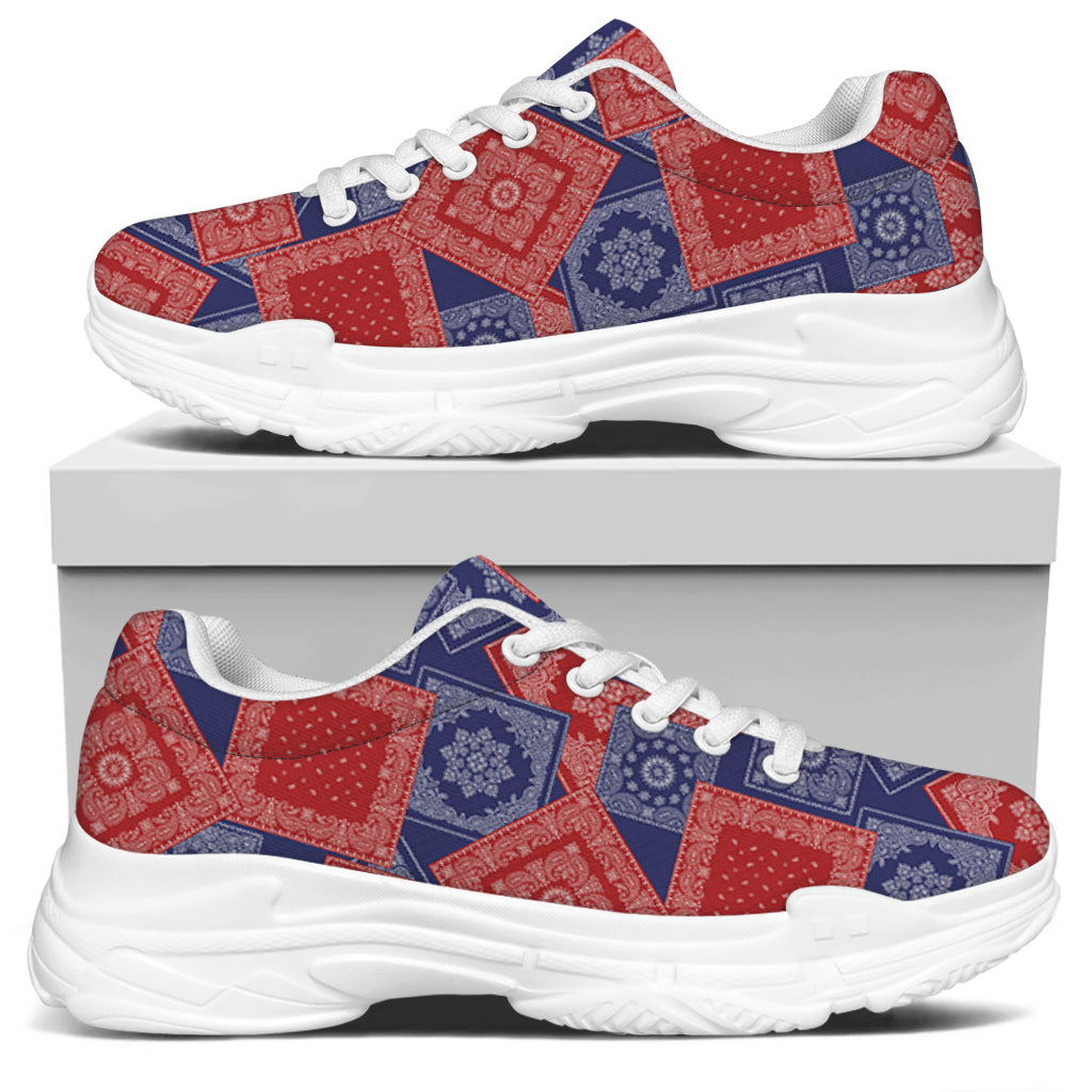 Bandanna Patchwork Pattern Print White Chunky Shoes