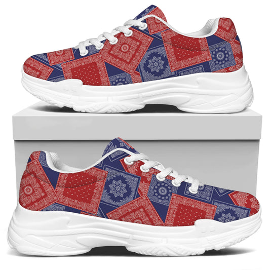 Bandanna Patchwork Pattern Print White Chunky Shoes