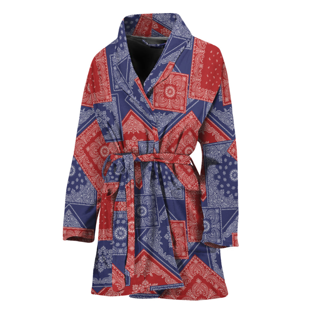 Bandanna Patchwork Pattern Print Women's Bathrobe