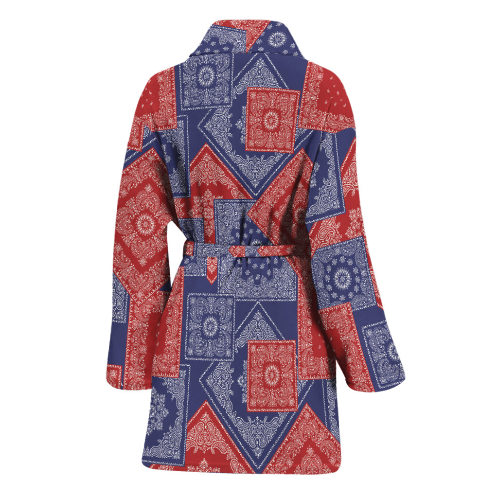 Bandanna Patchwork Pattern Print Women's Bathrobe