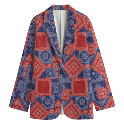 Bandanna Patchwork Pattern Print Women's Blazer