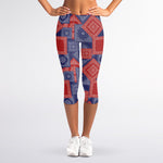 Bandanna Patchwork Pattern Print Women's Capri Leggings