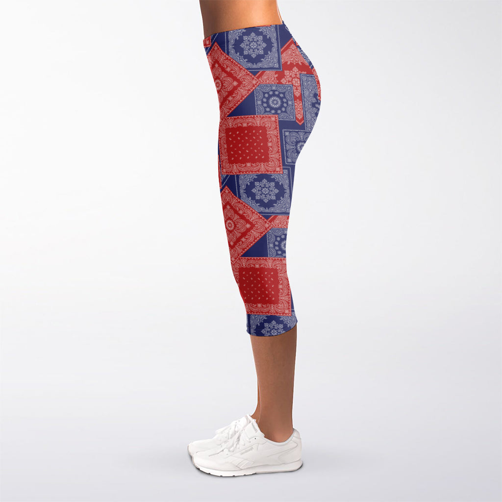 Bandanna Patchwork Pattern Print Women's Capri Leggings