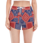 Bandanna Patchwork Pattern Print Women's Split Running Shorts