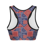 Bandanna Patchwork Pattern Print Women's Sports Bra