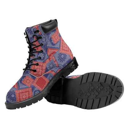 Bandanna Patchwork Pattern Print Work Boots