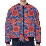 Bandanna Patchwork Pattern Print Zip Sleeve Bomber Jacket